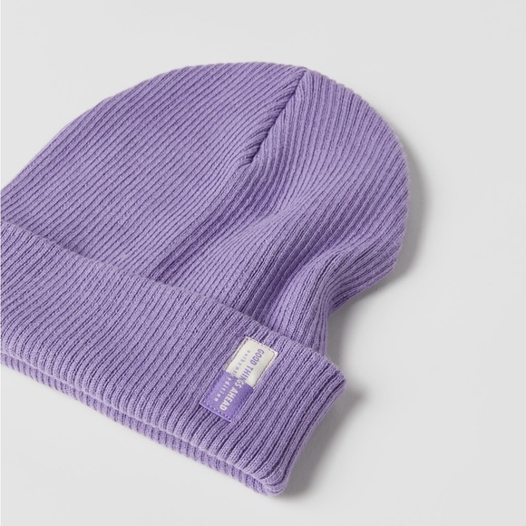 NWT. Zara Good Things Ahead Authentic Edition Light Purple Beanie.  Size 10-14. - Picture 2 of 7